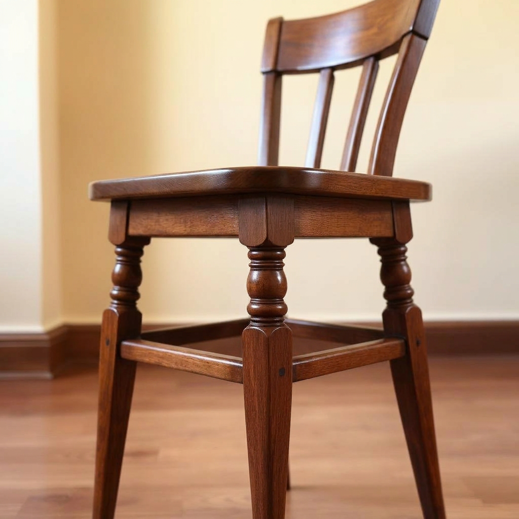 After: oak dining chair, loose joints and worn finish