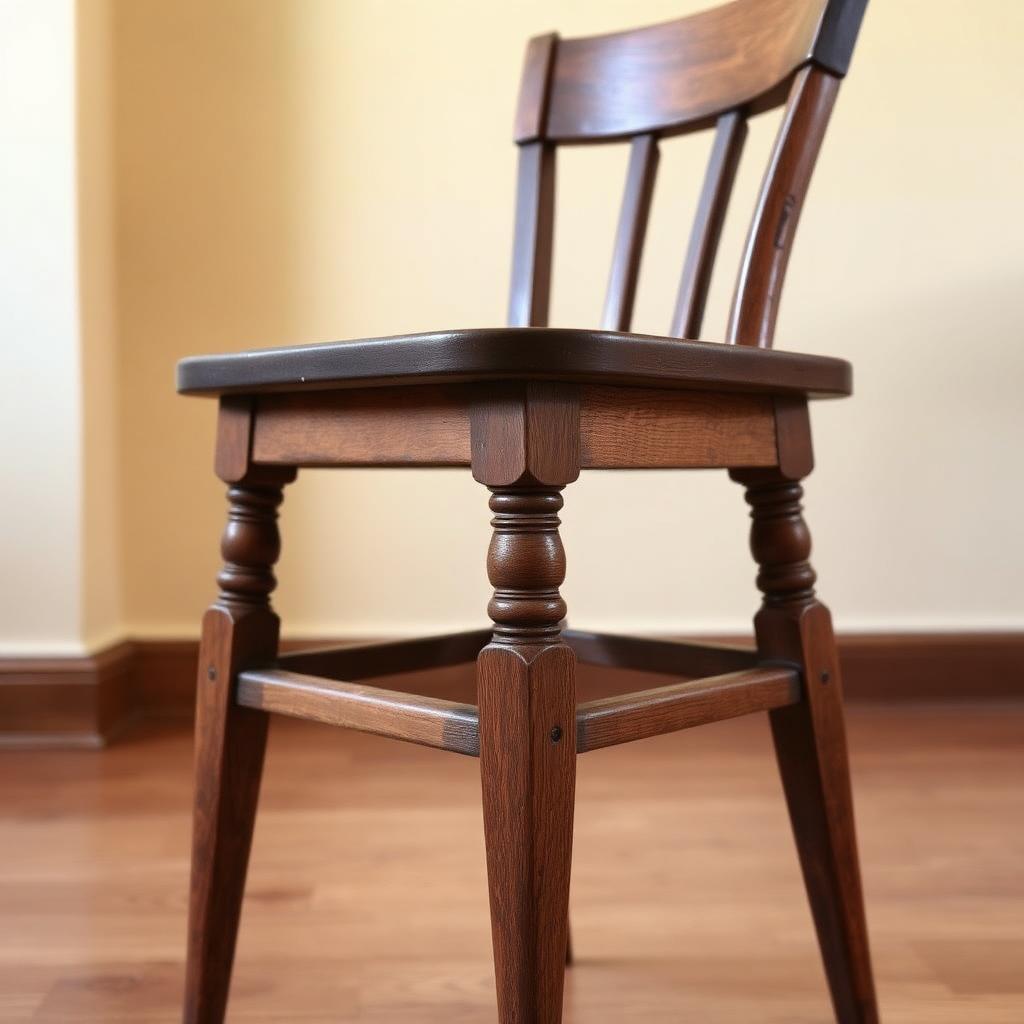 Before: oak dining chair, loose joints and worn finish